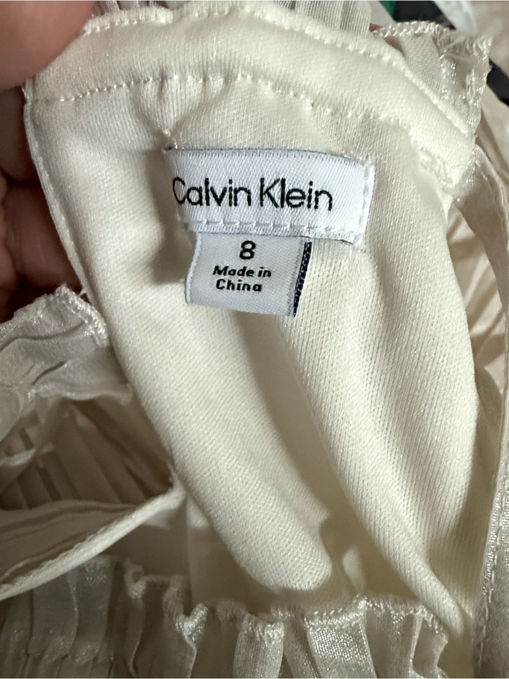 Calvin Klein Cream Pleated Slip Dress